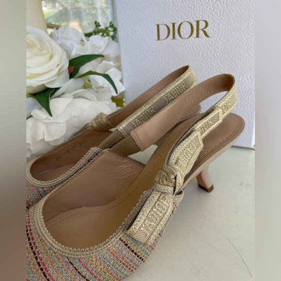 ❌SOLD OUT❌Christian Dior Striped Slingback Size 39.5 - Picture 5 of 7
